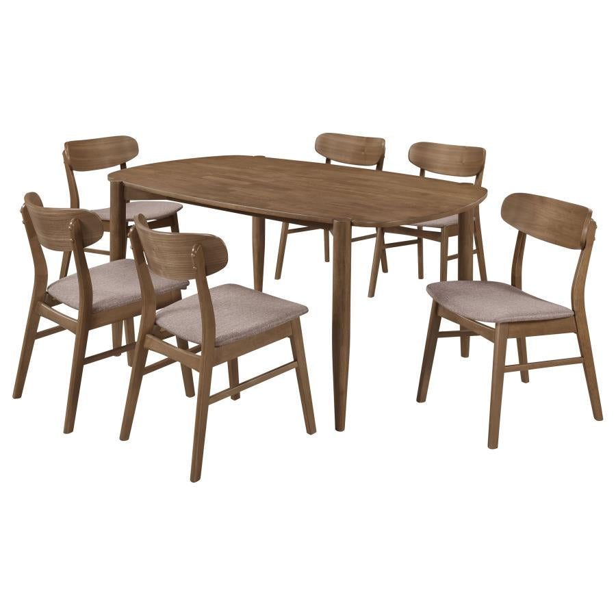 DORTCH 7-PIECE OVAL SOLID WOOD DINING SET WALNUT