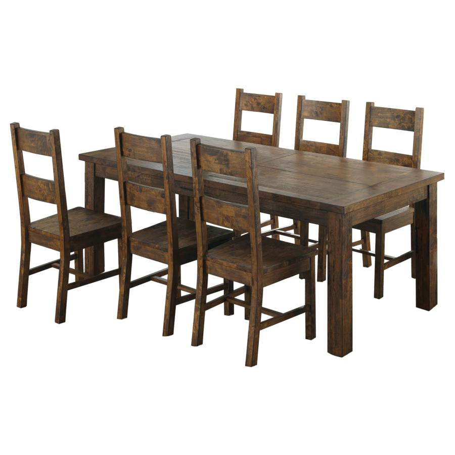 COLEMAN 7-PIECE RECTANGULAR DINING SET RUSTIC GOLDEN BROWN