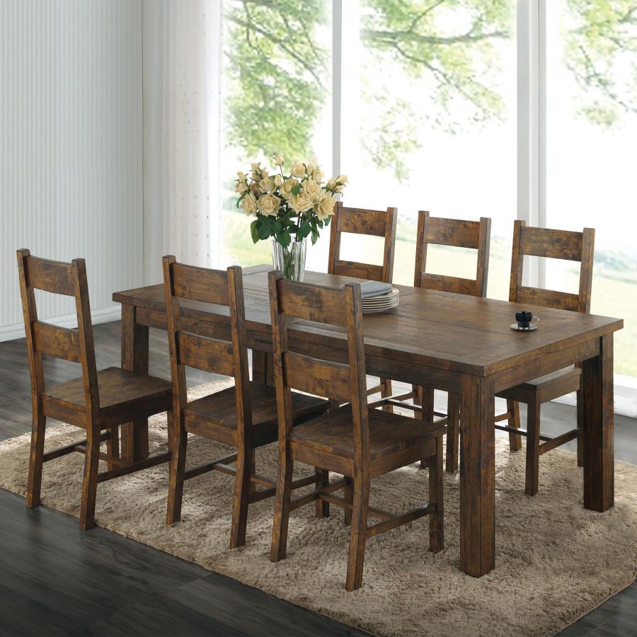 COLEMAN 7-PIECE RECTANGULAR DINING SET RUSTIC GOLDEN BROWN